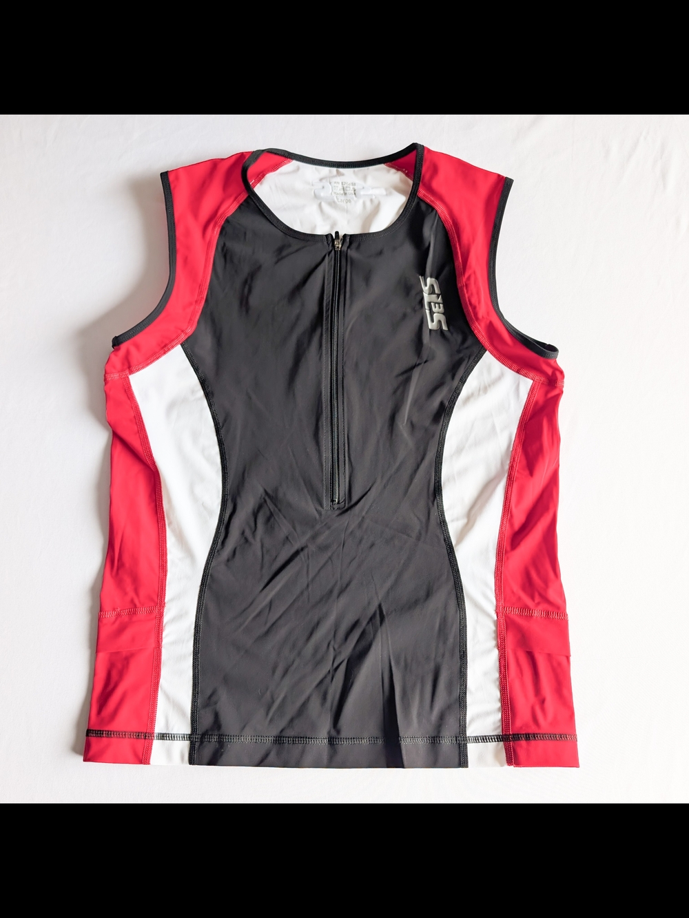 SLS3 Men’s Triathlon Top /Sleeveless Bike Jersey /Half Zipper/Men’s Large